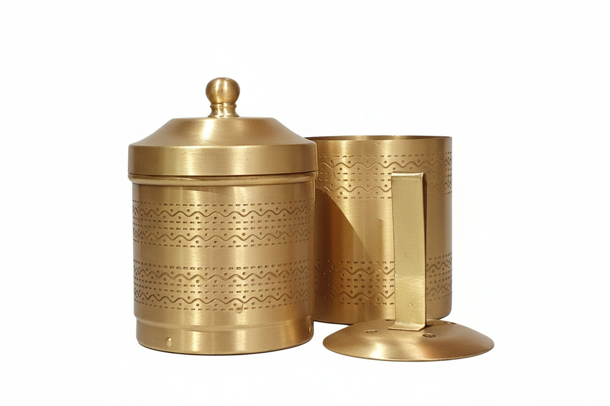 Brass Coffee Filter - Kolam Pattern
