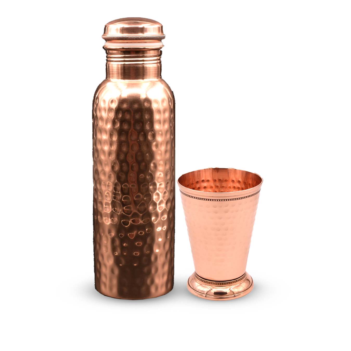 Copper Water Bottle & Copper Komojo Tumbler - Essential Traditions by Kayal - - International Shipping