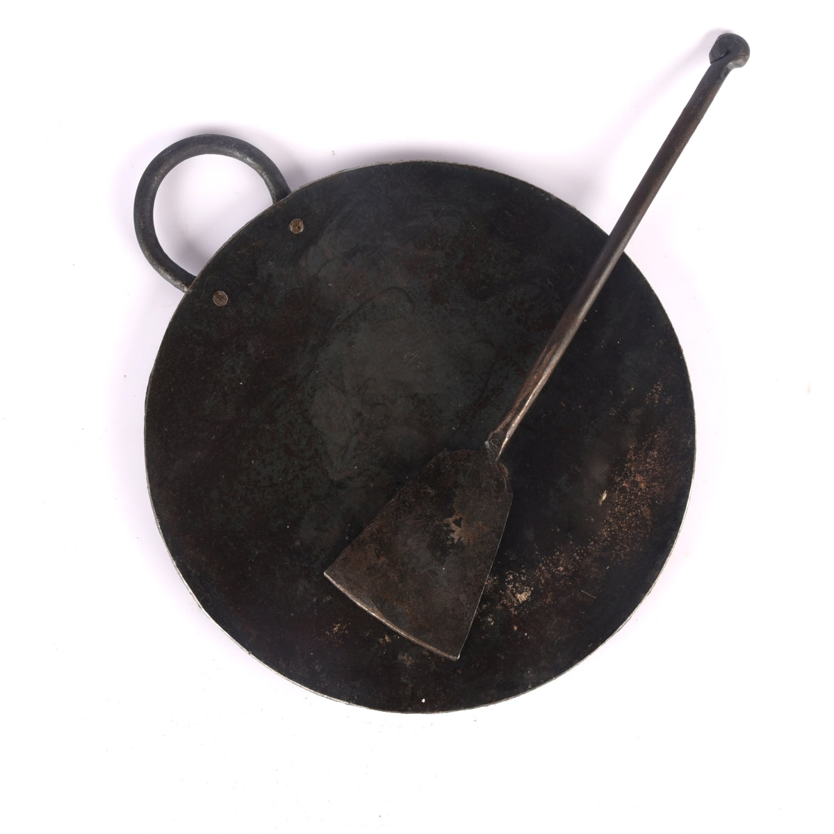 Seasoned Iron Dosa Tawa 10" & Iron Dosa Turner Combo - Essential Traditions by Kayal - - International Shipping