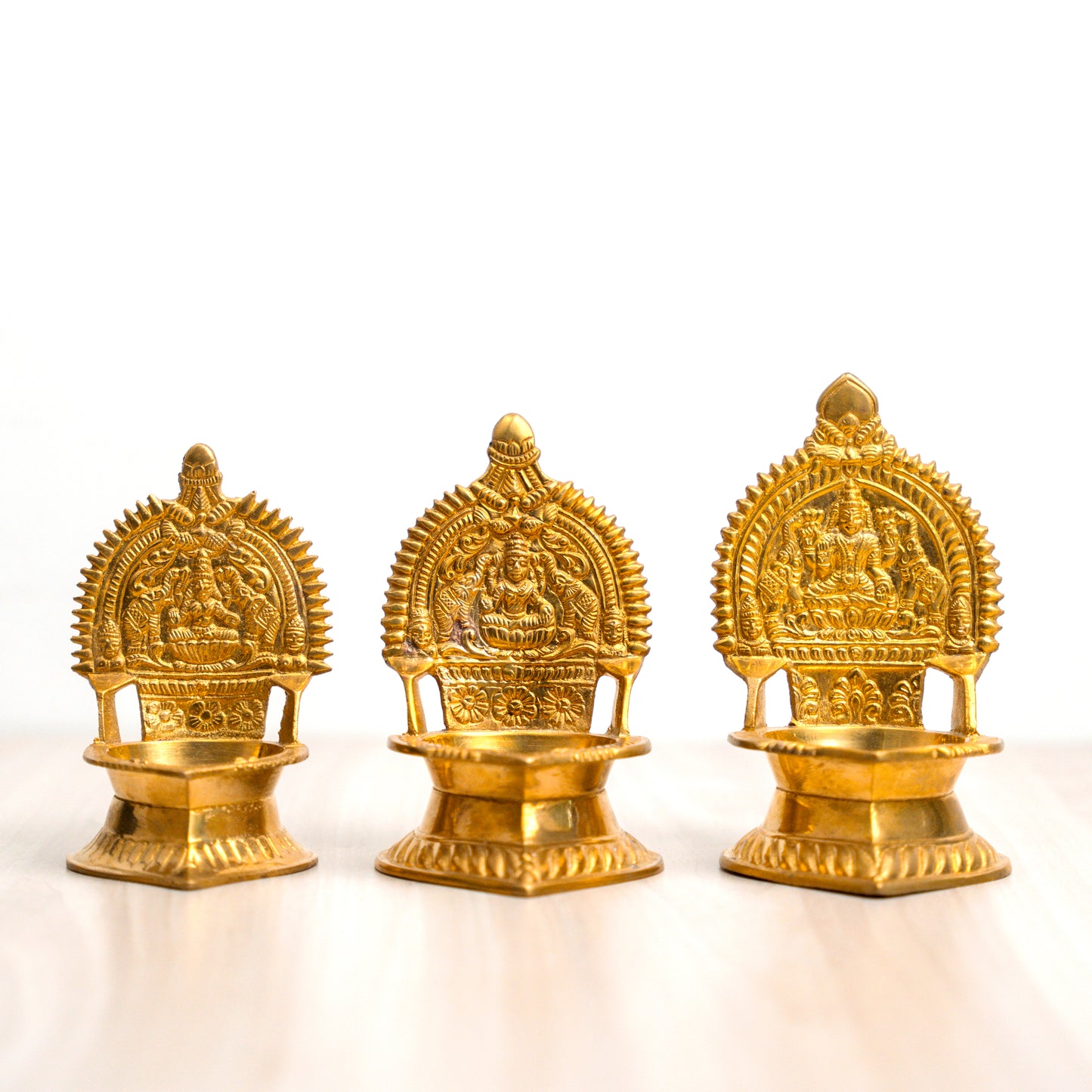 Brass Gajalakshmi Lamp - Essential Traditions by Kayal - - International Shipping