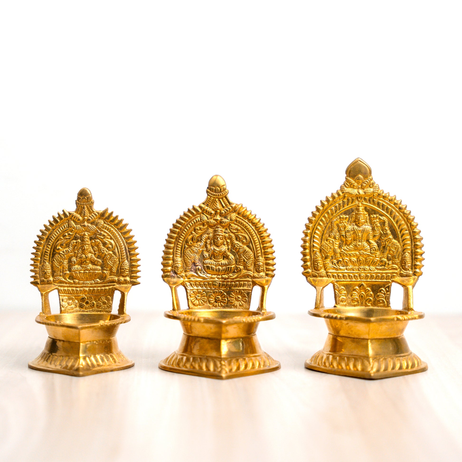 Brass Gajalakshmi Lamp - Essential Traditions by Kayal -   - International Shipping