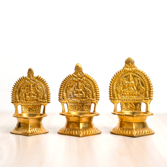 Brass Gajalakshmi Lamp - Essential Traditions by Kayal -   - International Shipping