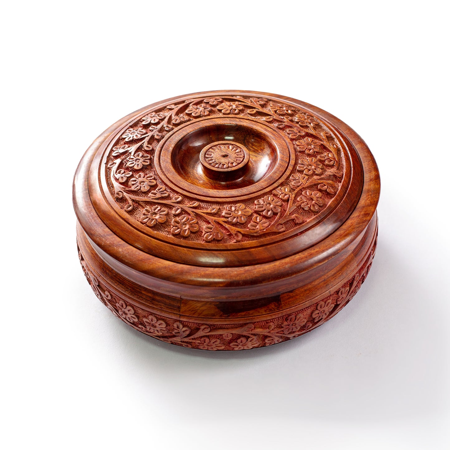 Wooden Roti Box Carving - Essential Traditions by Kayal - - International Shipping