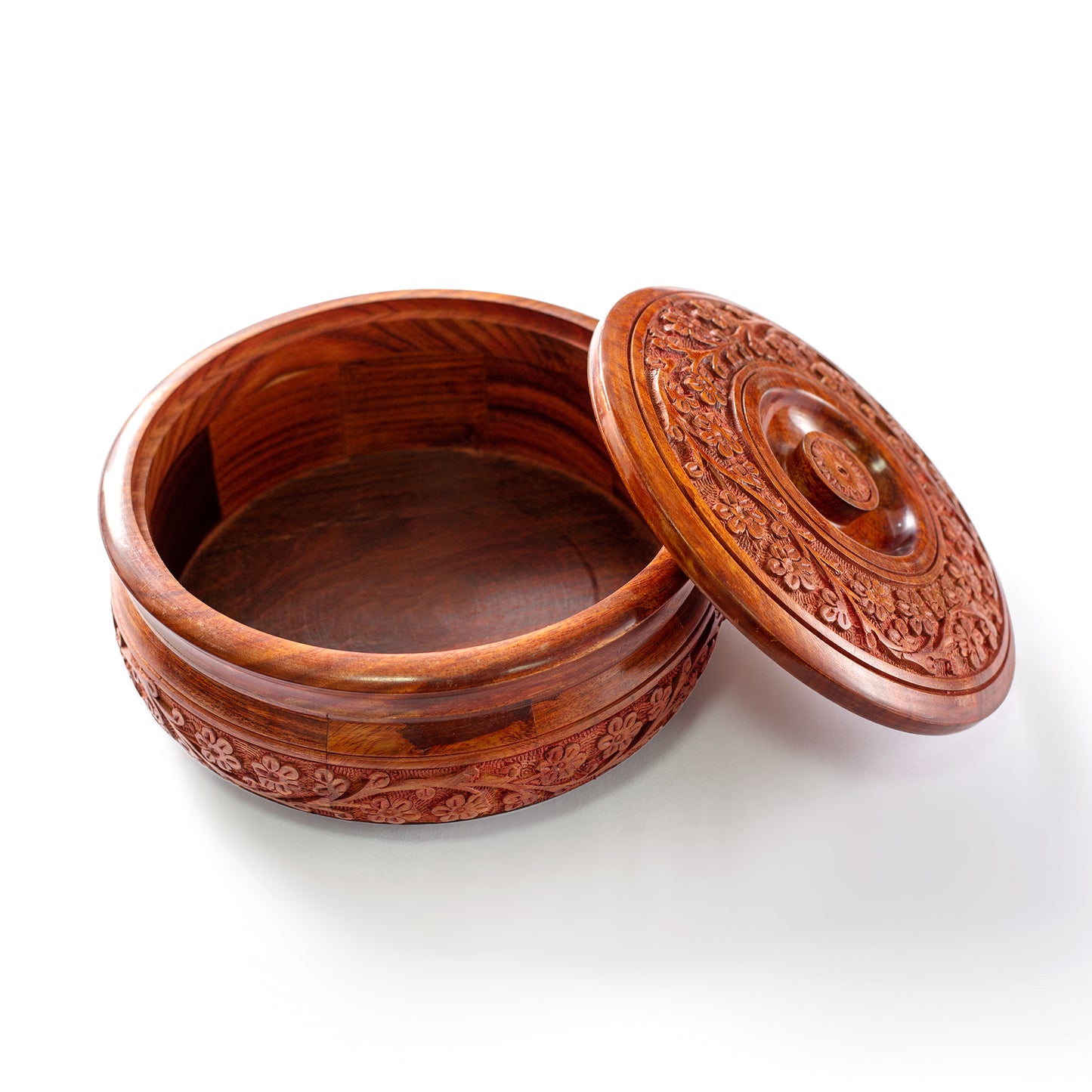 Wooden Roti Box Carving - Essential Traditions by Kayal - - International Shipping