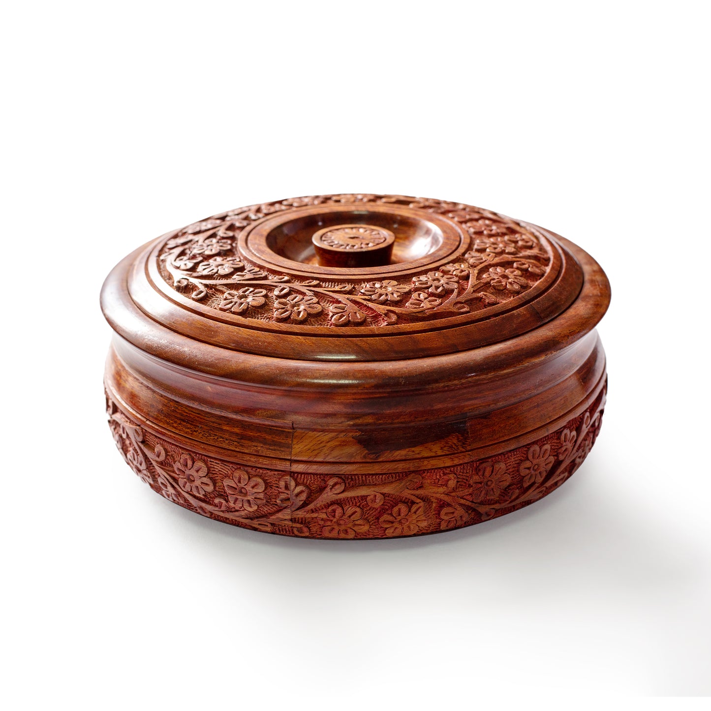 Wooden Roti Box Carving - Essential Traditions by Kayal - - International Shipping