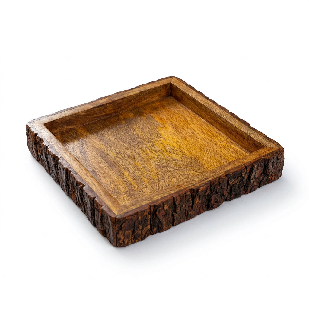 Wooden Mango Tray Round - Essential Traditions by Kayal - - International Shipping
