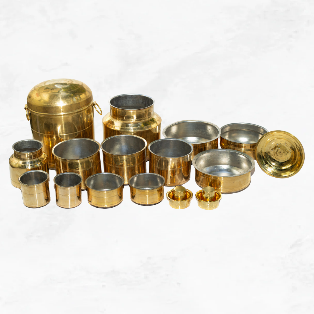 Brass Rail Adukku Set-(18 Pcs) - Essential Traditions by Kayal -   - International Shipping
