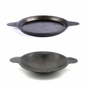 Seasoned  Cast Iron Fry Pan & Seasoned  Cast Iron Appa Kadai Combo - Essential Traditions by Kayal -   - International Shipping