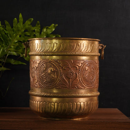 Antique Brass Anda with Copper Engraving