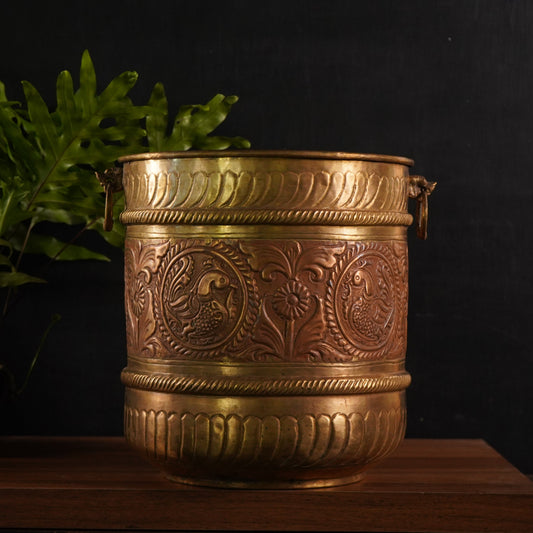 Antique Brass Anda with Copper Engraving