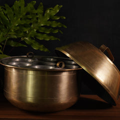 Antique Brass Idly Pot (Single Plate) - 7 Cavity
