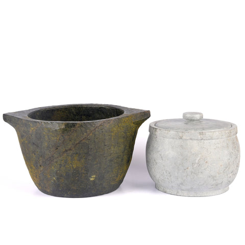 Seasoned Soapstone Cook Pot & Soapstone Curd Jar Combo