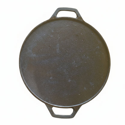 Seasoned Cast Iron Flat Dosa Tawa with Double Handle - Handcrafted