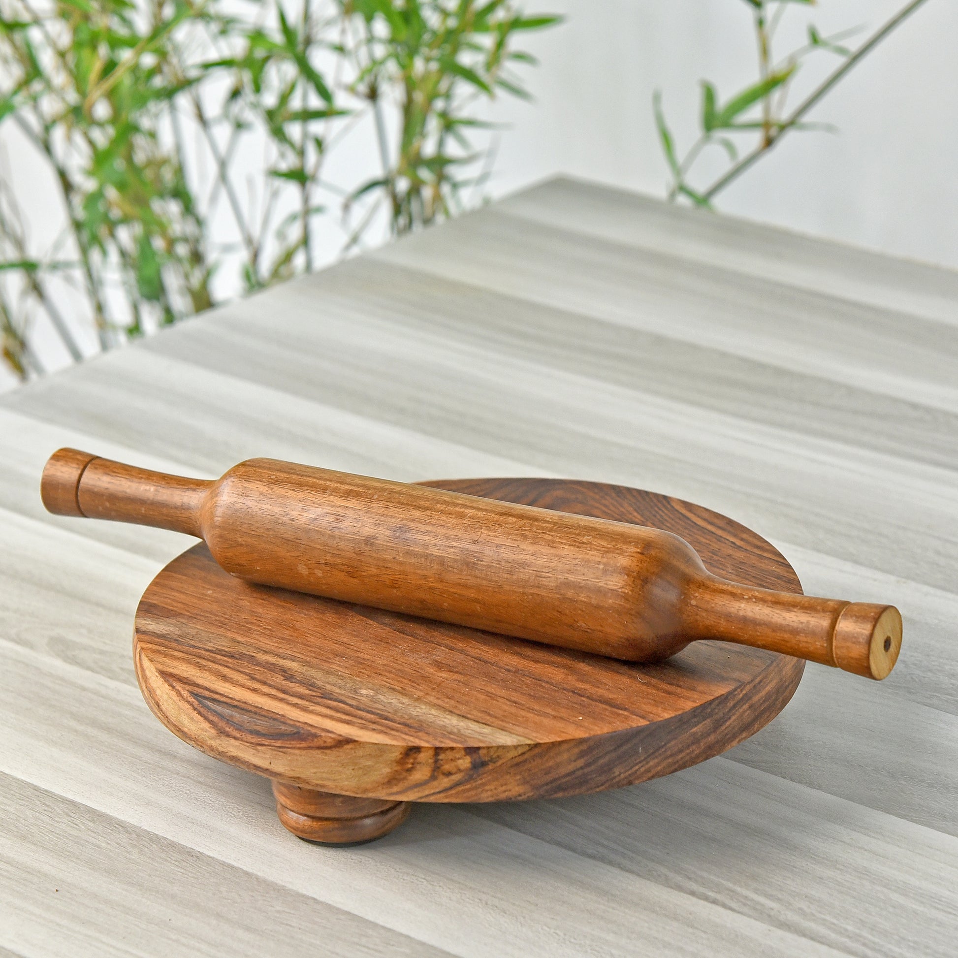 Wooden Chakla & Belan (Chapathi Roller) - Essential Traditions by Kayal -   - International Shipping