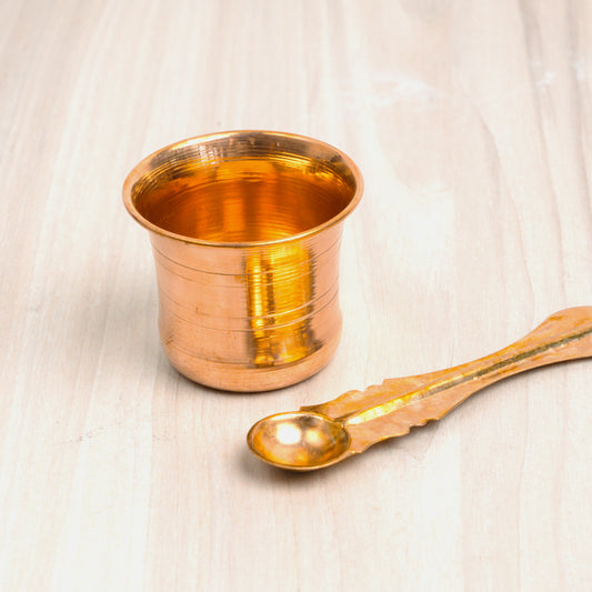 Copper Panchapatra with spoon - Essential Traditions by Kayal -   - International Shipping