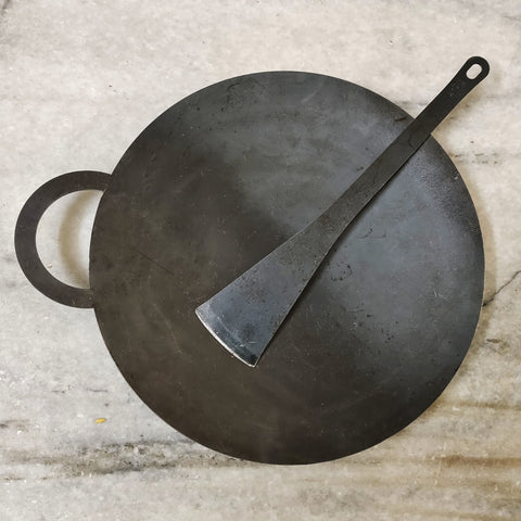 Iron Dosa Tawa Deep with Turner - Seasoned and Ready to Use