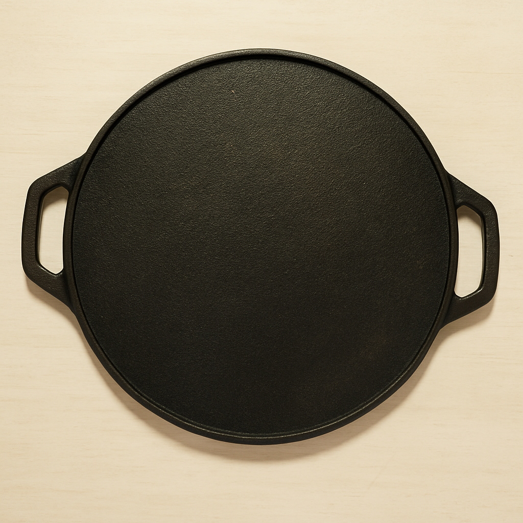 Seasoned Cast Iron Flat Dosa Tawa with Double Handle - Handcrafted