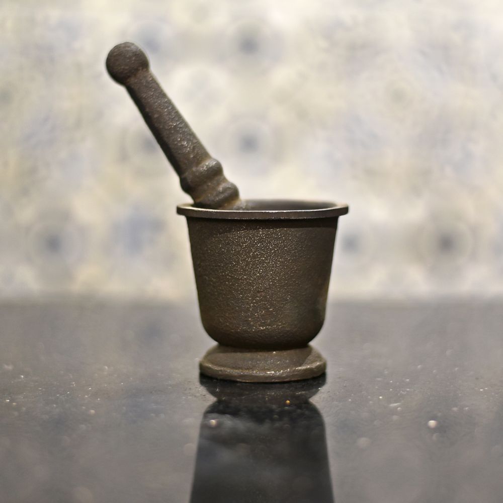 Seasoned Cast Iron Mortar and Pestle - Essential Traditions by Kayal -   - International Shipping