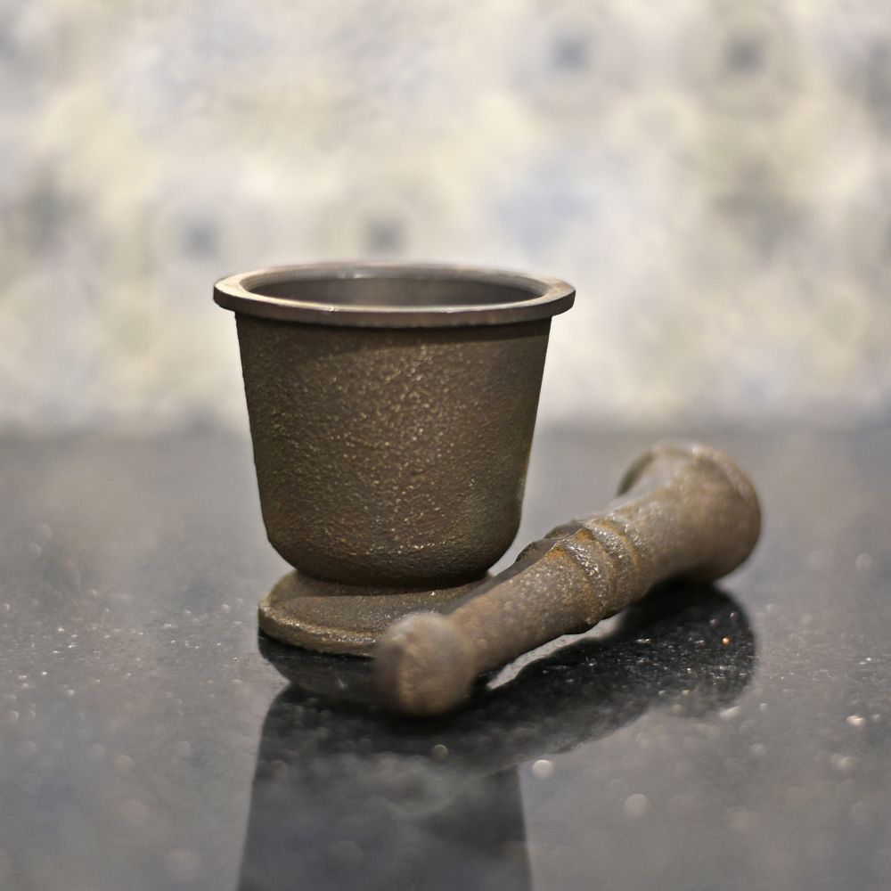 Seasoned Cast Iron Mortar and Pestle - Essential Traditions by Kayal -   - International Shipping