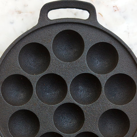 Seasoned Cast Iron Paniyaram Pan with Flat Base