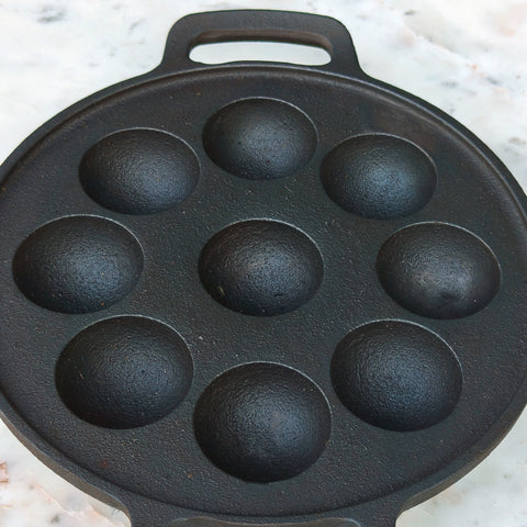 Seasoned Cast Iron Paniyaram Pan with Flat Base