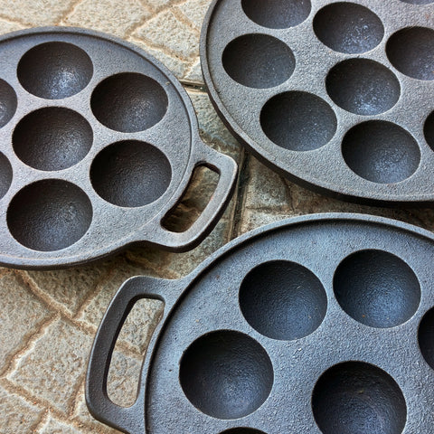 Seasoned Cast Iron Paniyaram Pan with Flat Base