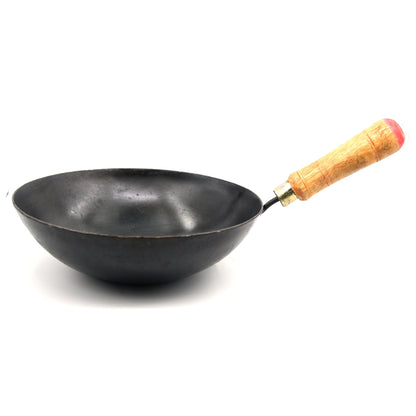 Seasoned Iron Flat Bottom Wok with Wooden Handle - Essential Traditions by Kayal -   - International Shipping