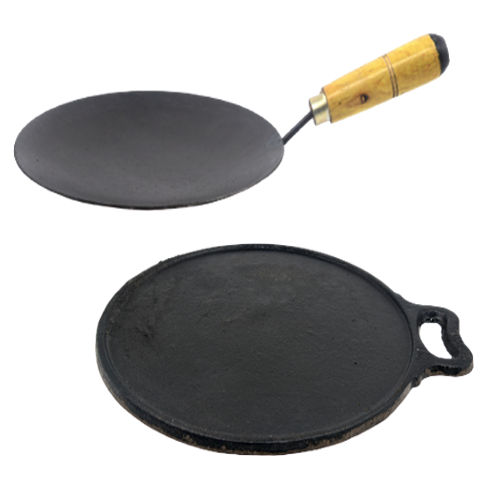 Cast Iron Dosa Tawa and Iron Roti Tawa Combo - Essential Traditions by Kayal -   - International Shipping