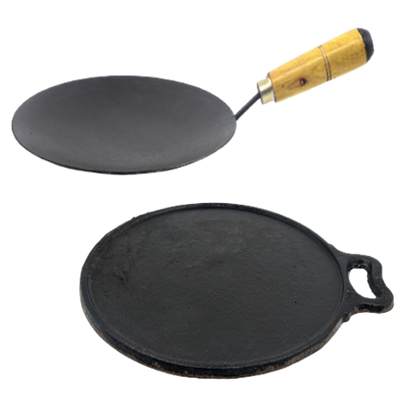 Cast Iron Dosa Tawa and Iron Roti Tawa Combo - Essential Traditions by Kayal -   - International Shipping