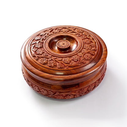 Wooden Roti Box Carving - Essential Traditions by Kayal -   - International Shipping