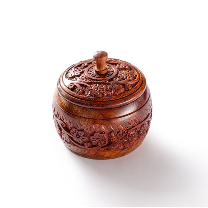 Wooden Carving Jar - Essential Traditions by Kayal -   - International Shipping