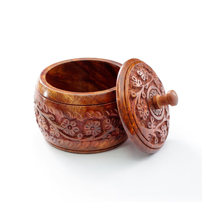 Wooden Carving Jar - Essential Traditions by Kayal -   - International Shipping