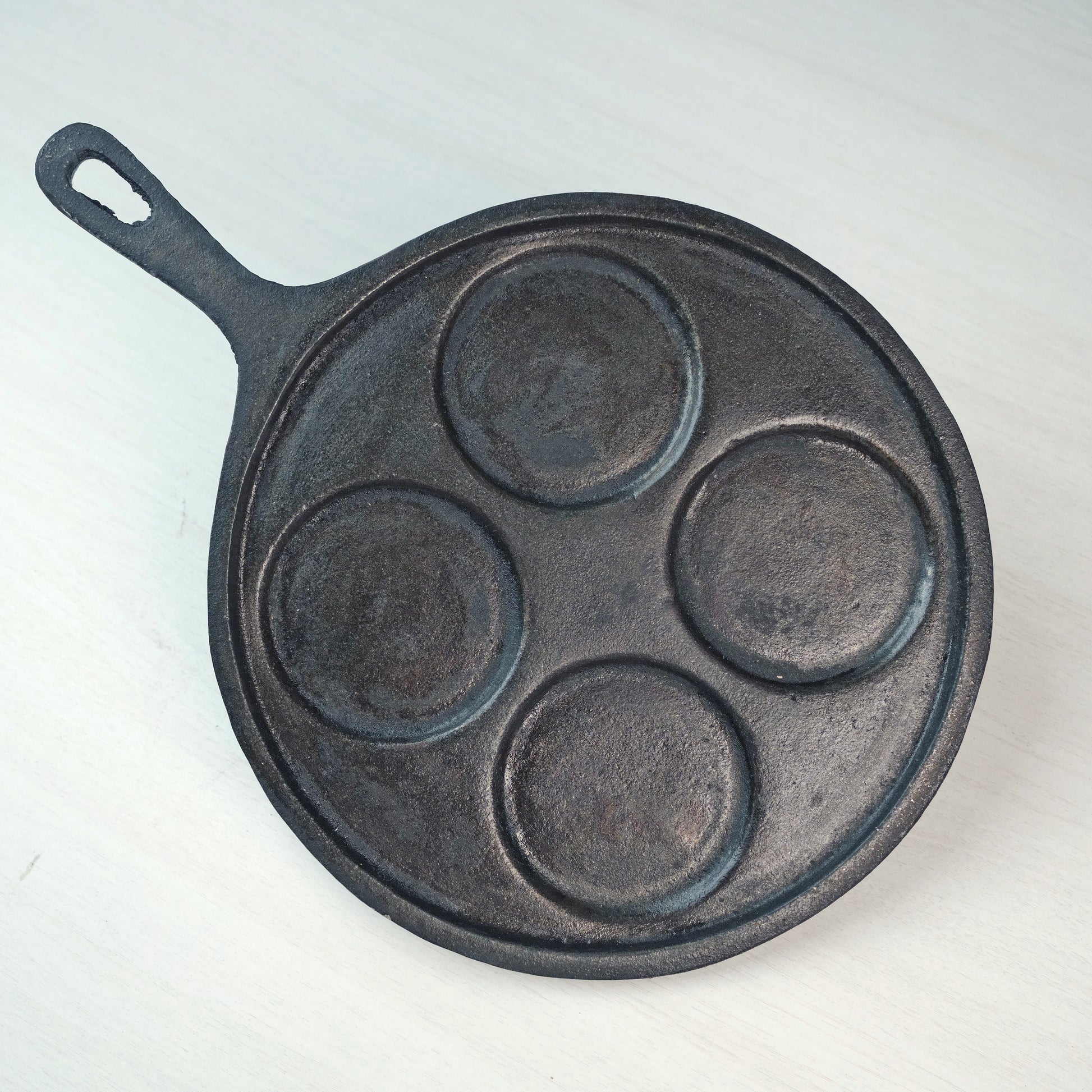 Essential Traditions by Kayal - Iron - Black - Seasoned Cast Iron Uthappam Pan - Top