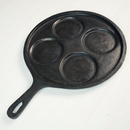 Essential Traditions by Kayal - Iron - Black - Seasoned Cast Iron Uthappam Pan - Side